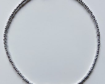 The “Carly” Beaded Necklace | silver seed bead necklace | freshwater pearl choker necklace | stacking beaded necklace