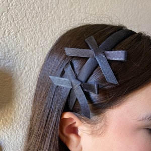 Double ribbon bow headband black ribbon bow image 5