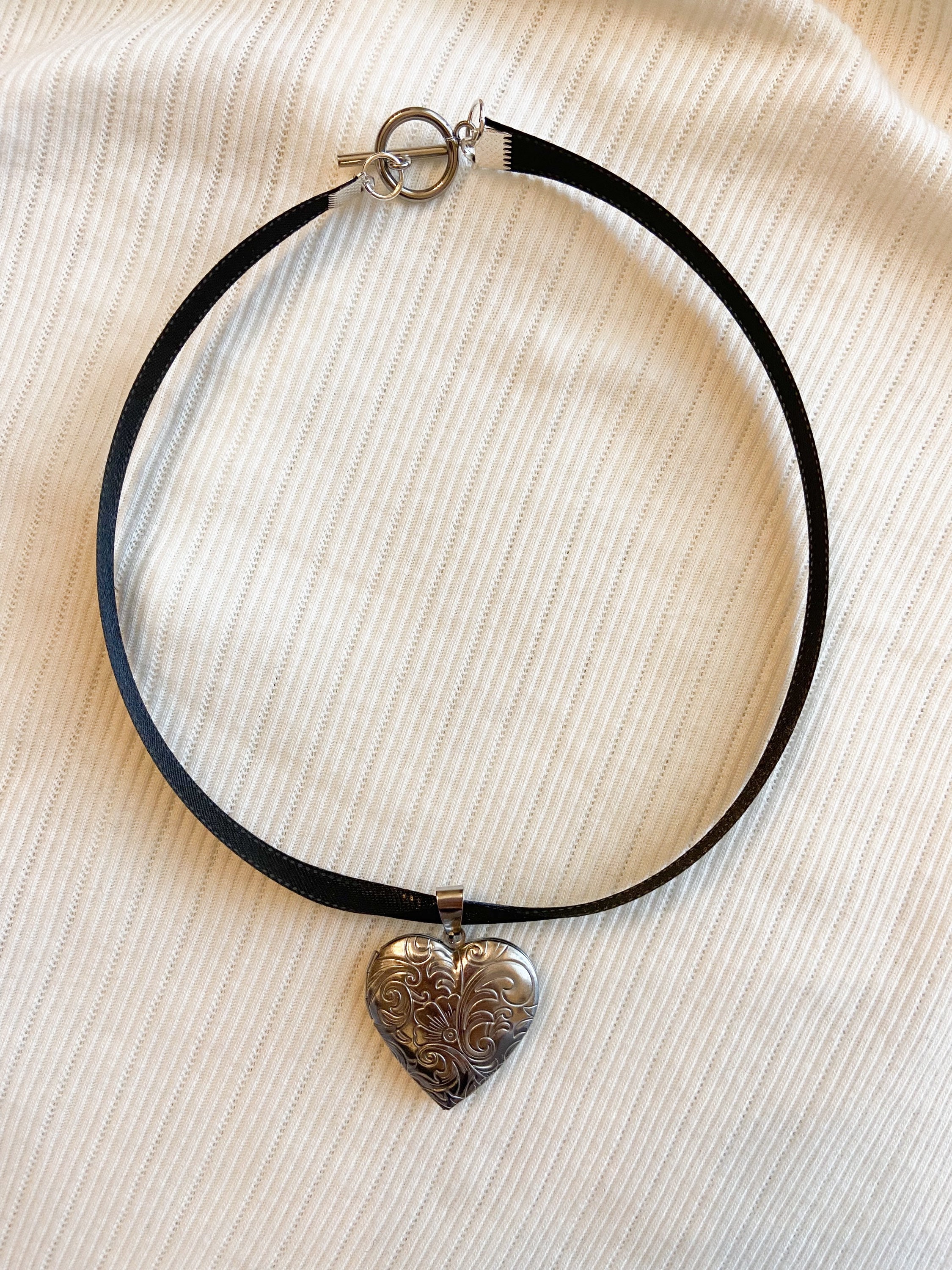 Heart Decor Choker Simple Crystal Heart Ribbon Pendant - Temu