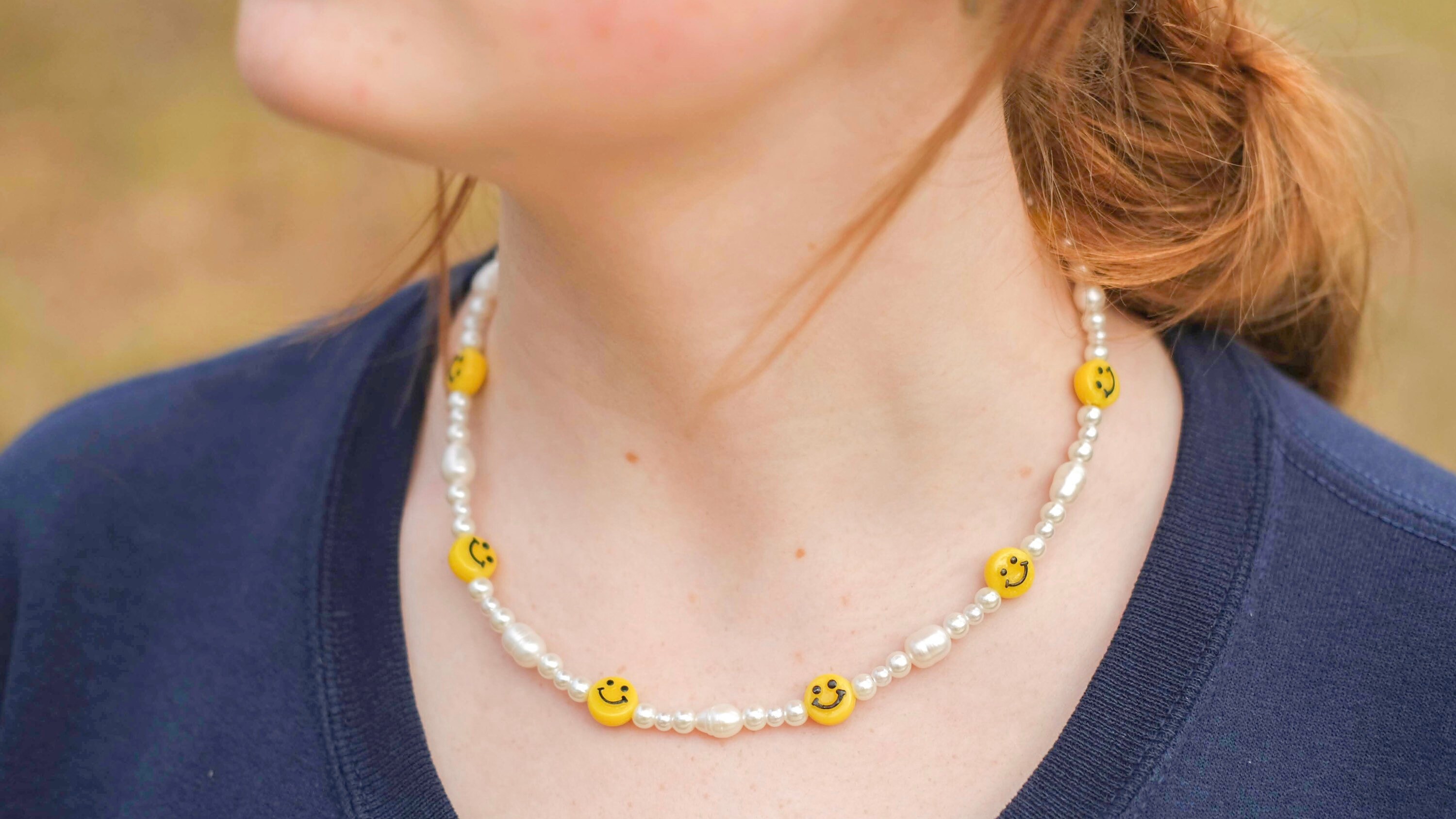 Smiley Face Pearl Necklace Smile Face Jewelry Pearl Etsy