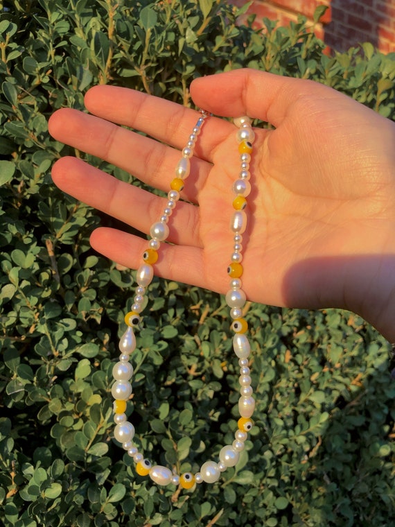 Buy Harry Styles Inspired Evil Eye Necklace Pearl Necklace Evil