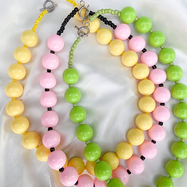 Colorful bubble beaded necklaces! | Harry Styles inspired necklace | Harry’s House Necklace | Harry Styles Pearl necklace| big bead necklace