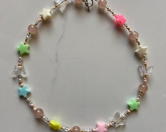 The “Julia” Necklace | beaded necklace | colorful beaded necklace | pink stone glass bead necklace