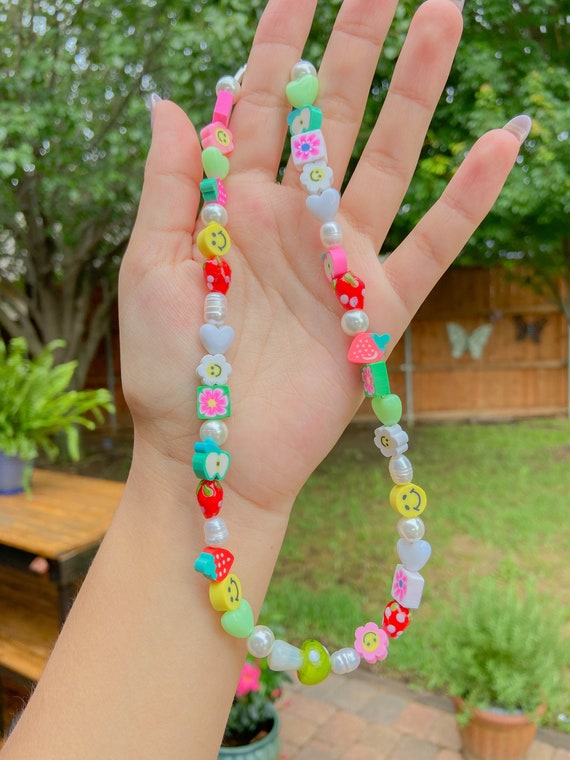 Colorful Beaded Necklace Pearl Charm 