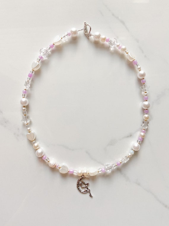 The “vidia” Necklace! Fairy Charm Purple Beaded Necklace! UK