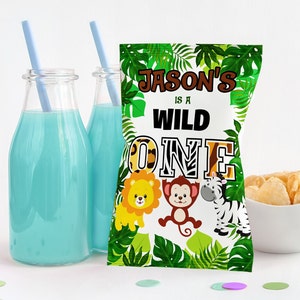 Jungle Chip Bags, Jungle Favors, Wild One Birthday, Jungle Treat Bag, Safari Party Favors, Wild One, Digital, Printable, Printed