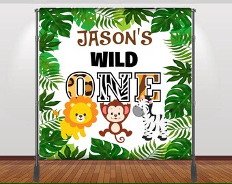 Wild One-bakgrund, djungelbakgrund, Wild One-fest, djungelbanderoll, safari, safaribakgrund, banderoll, digital, utskrivbar, tryckt