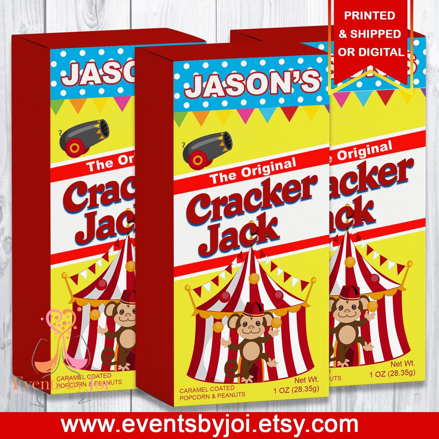 Cracker Jack Box Labels Circus Favors Circus Party Cracker Etsy