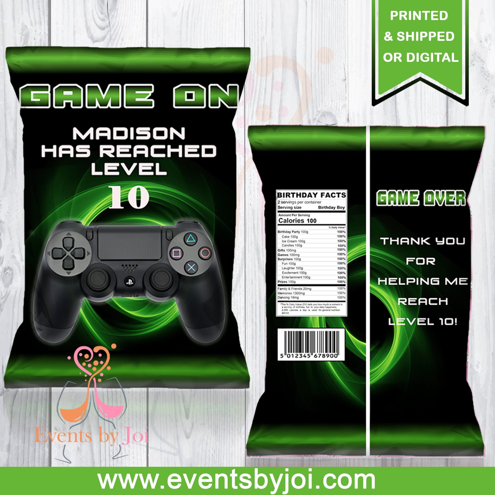 Gamer Birthday Chip Bags Gamer Party Video Gamer Party Video Games Birthday Party