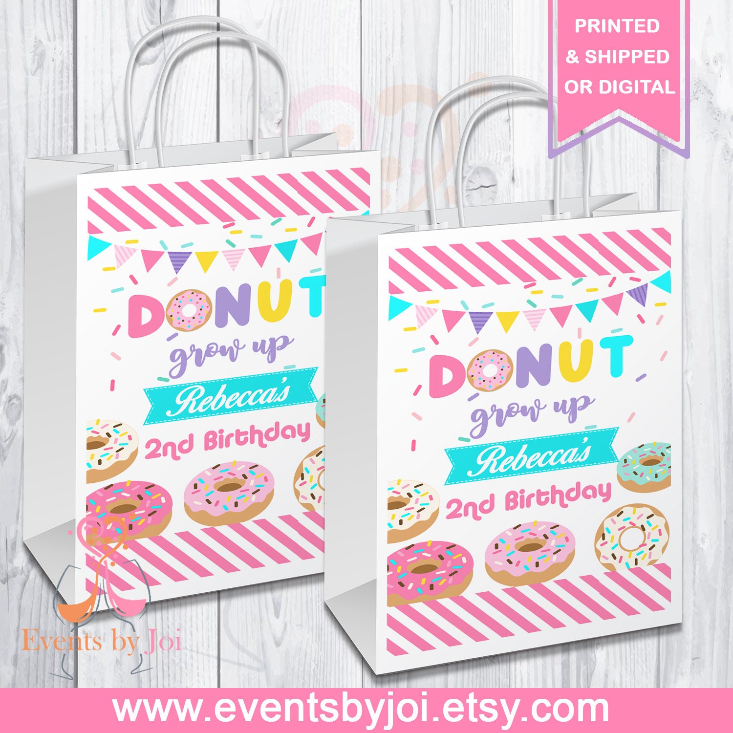Donut Gift Bags Donut Favors Donut Grow Up Donut Birthday Etsy