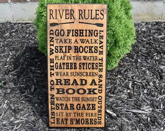 Lake House Decor, Camping, Beach, Lake Rules, Cabin, Housewarming Gift, Home Decor, Gift for Men, Wooden Sign, Wood Sign, Wood Signs, Carved