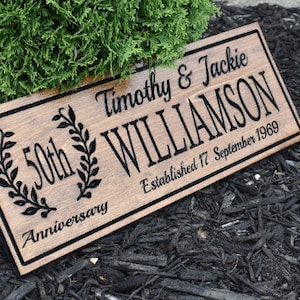 Personalized 50th Anniversary Gifts, 50th Anniversary Gifts For Parents,50 Year Gold Wedding Anniversary Gift,  Last Name Sign,  Family Name