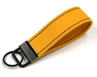 Keychain Alcantara yellow custom handmade elegant car key custom personalized ferrari racing