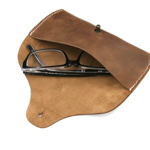 Leather glasses case sunglasses reading glasses case storage case brown tobacco image 7