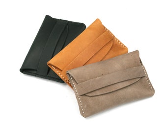 Leather business card holder EC card holder ID card holder card case wallet flap wallet pull-up various colors