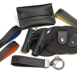 Personalized Carbon Alcantara key fobs for car keys, various colors image 10