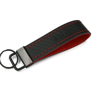 Personalized Carbon Alcantara key fobs for car keys, various colors image 2