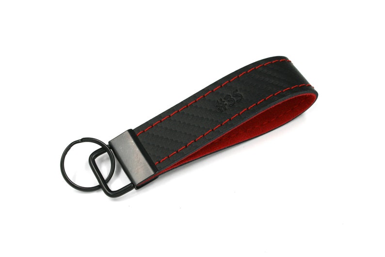 Personalized Carbon Alcantara key fobs for car keys, various colors image 2