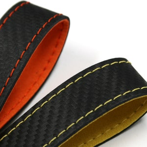 Personalized Carbon Alcantara key fobs for car keys, various colors image 4