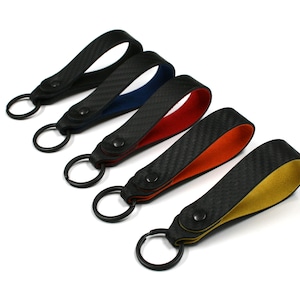Personalized Carbon Alcantara keychain for car keys, various colors simple