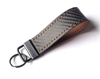 Sleutelhanger CUPRA Stijl Koper gepersonaliseerd van Carbon Leer Alcantara