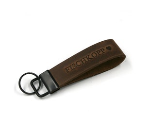 Personalized keychain leather handmade rustic minimal different colors