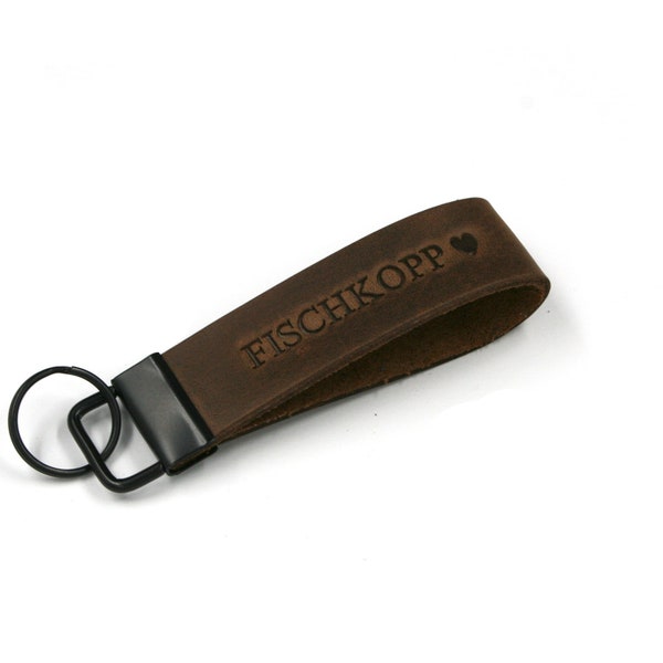 Personalisierte Schlüsselanhänger Leder handmade rustikal minimal verschiedene Farben