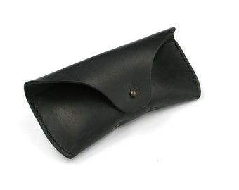 Leather glasses case sunglasses reading glasses case storage cover black