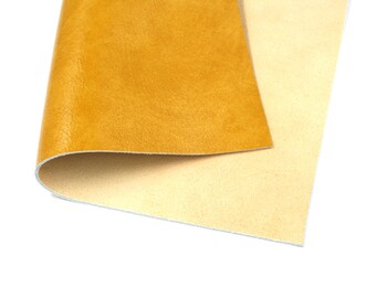 Cut Craft leather Genuine leather DIN A4 A5 Leather cut Leather leftovers mustard yellow