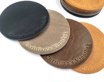 Set of 4 leather coasters, personalized coasters, table decorations made of leather in various colors