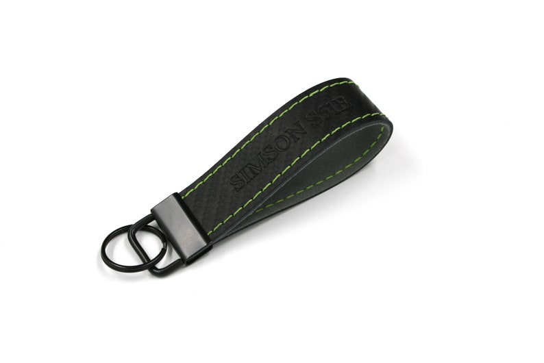 Personalized Carbon Alcantara key fobs for car keys, various colors image 3