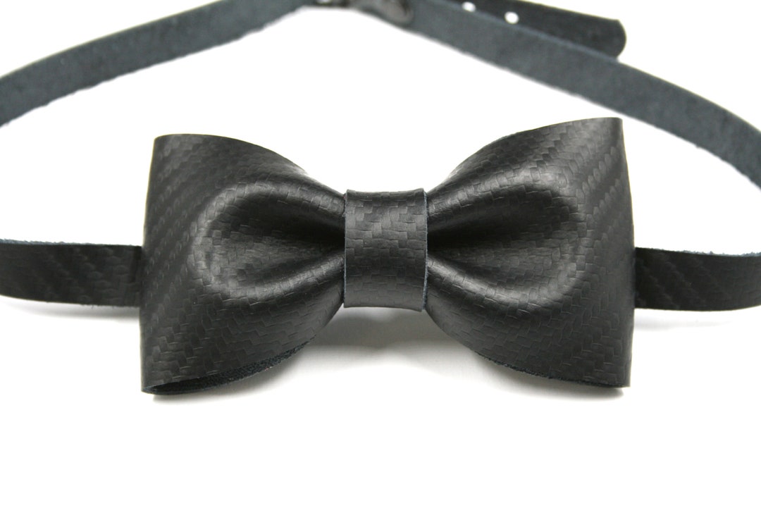 Carbon Black Leather Bow Tie With Carbon Look, Carbon Fiber Bow Tie Etsy