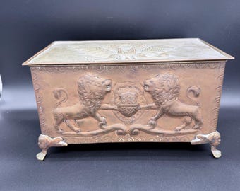Antique Russian Double Headed Eagle Humidor   - Solid Brass, Original Tin Lined