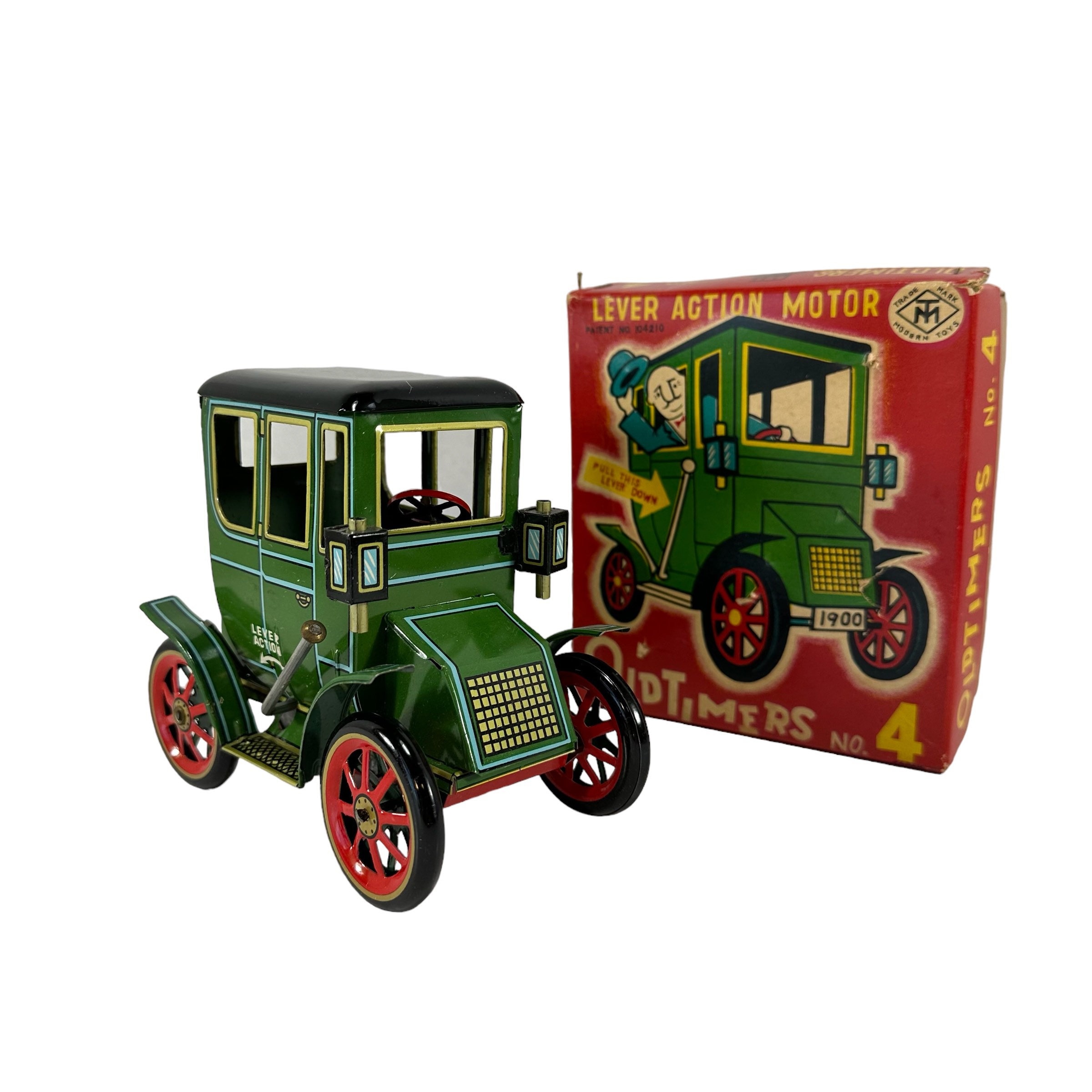 Old Timers #4 Tin Litho Lever Action Car Modern Toys W Original