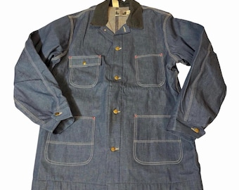 Vintage 1970s JC Penney Men's Big Mac Railroad Stripe Denim Work