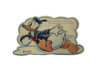 Vintage Sunoco Oil Mystik Decal Featuring Donald Duck W.D.P.