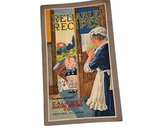 1920s Calumet Baking Powder Reliable Recipes Booklet Color Illustration Cookbook
