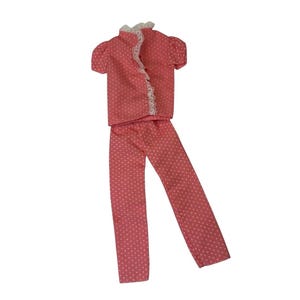 Vintage 1982 Barbie  Fashion Fantasy #5547 Pink White Polka Dot 2 Piecd Pajama Set ~ hard to find ~ excellent condition!