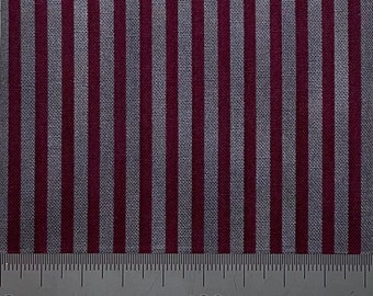 Deep red and grey striped cotton print. Great for small scale crafts and patchworks