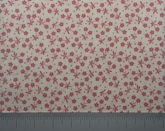 Tiny pink flowers on white cotton. Small scale cotton print.
