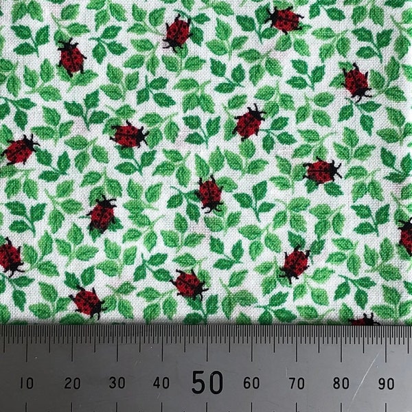 Cotton print, perfect for one twelfth scale miniatures and patchwork quilts - ladybirds