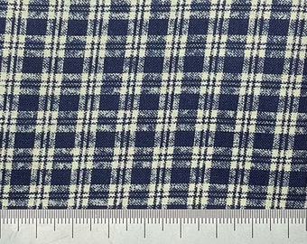 Blue and off white check cotton print