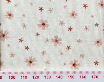 Pink flowers on cream cotton. Perfect for small scale crafts and patchwork