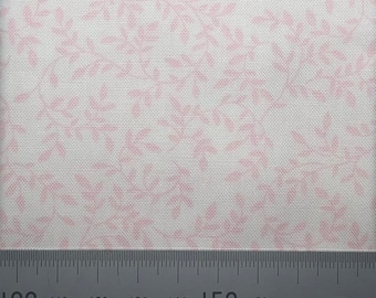 Pink vines on white cotton. Small scale cotton print