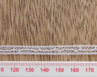 Fine French cotton lace, white (approx 7mm wide) by the metre