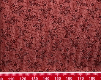 Red cotton with dark red floral print.