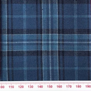 Various shades of blues classic plaid cotton print.