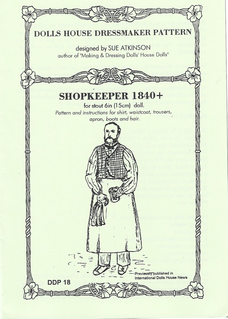 Dolls House Dressmaker Patterns - Shopkeeper 1840+ - Etsy