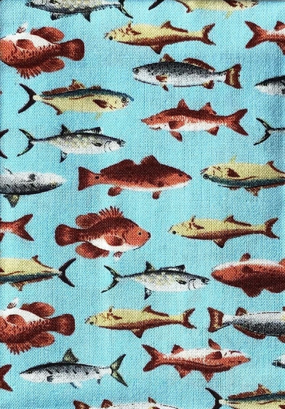 Mixed fish print on 100% cotton fabric