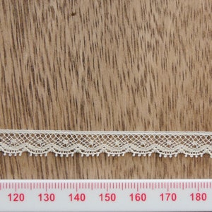 Fine french cotton lace, cream (approx 9mm wide) by the metre.